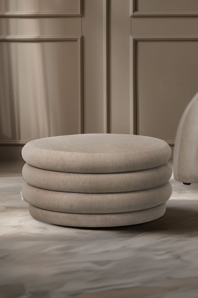 Curved Cream Snug Ottoman Footrest - Soft Padded Storage Pouf for Living Room, Bedroom & Nursery - Perfect Accent Furniture for Relaxing & Extra Seating