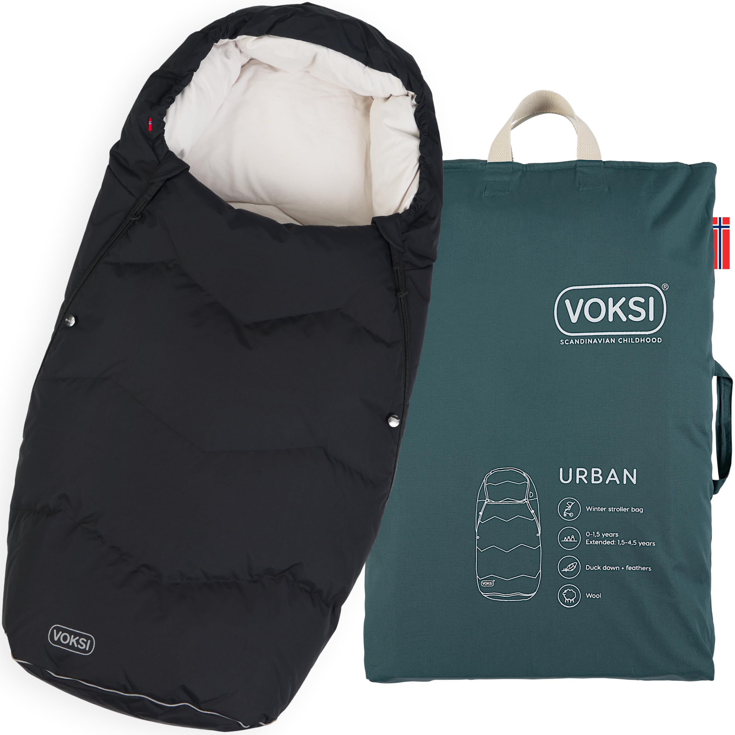 Premium Stroller Footmuff - Natural Wool & Down Insulated Baby Carrier Cover | Ultra-Warm, Extendable Design for All Seasons | Perfect for Urban Parents & Outdoor Adventures (Norway Made)