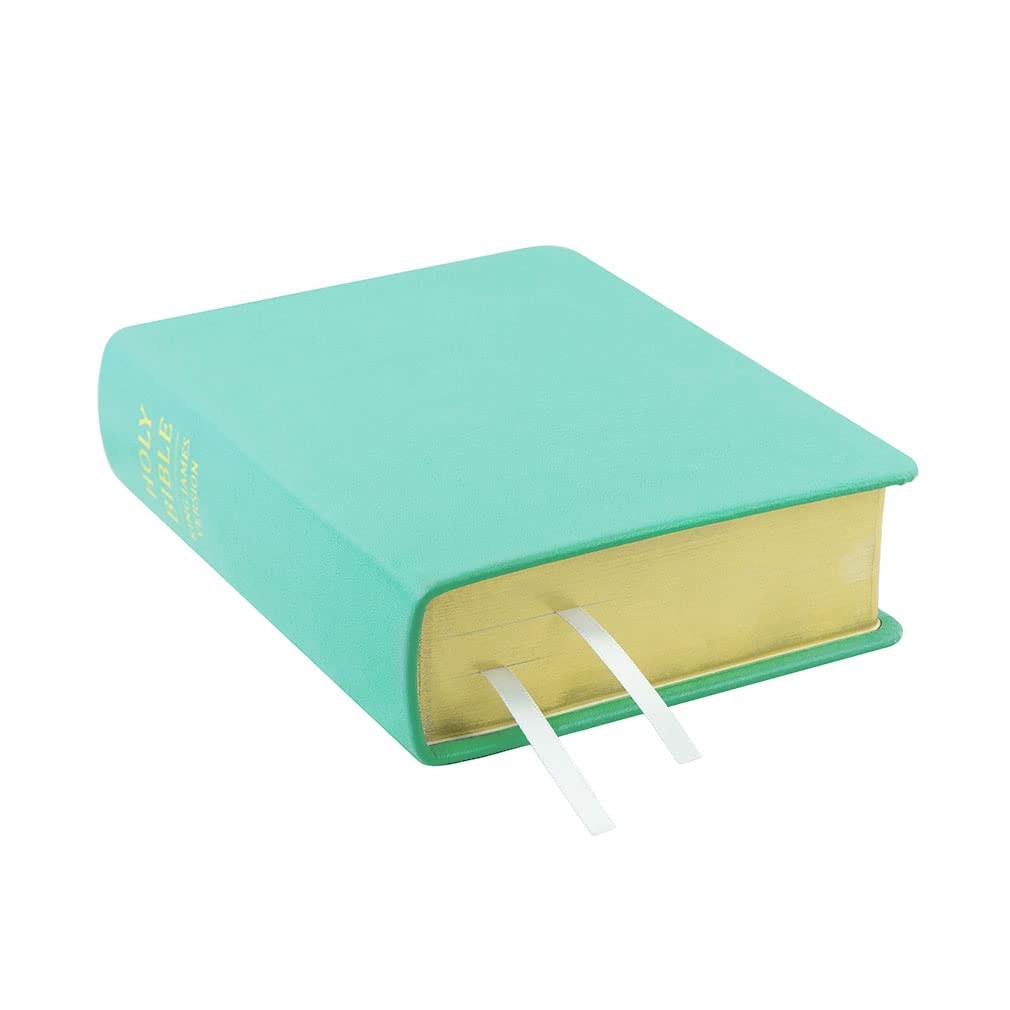 Hand-Bound Genuine Leather Holy Bible KJV - Light Turquoise Blue Edition with Bible Dictionary & Topical Guide | Customizable LDS Scriptures for Study, Worship & Gift Giving