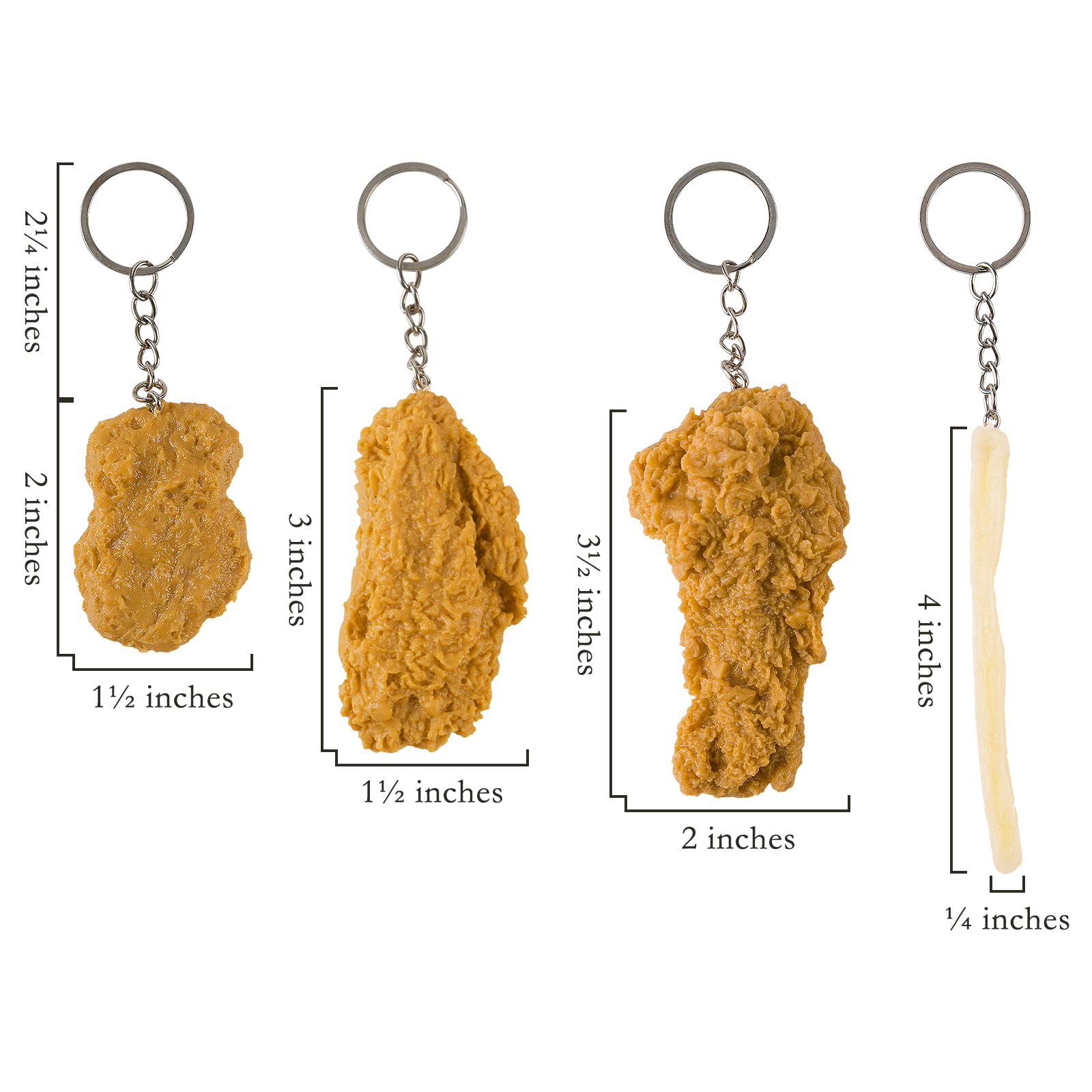 CAIRIIAC Funny Chicken Leg & Wing Keychain Set - 4 Pcs Novelty Keyrings for Food Lovers | Perfect Gift for BBQ Enthusiasts & Poultry Fans