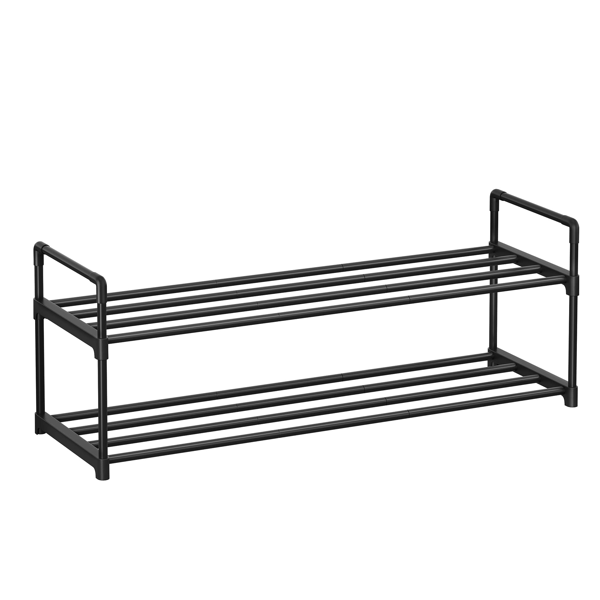 SONGMICS 2-Tier Metal Shoe Rack Organizer - Holds 10 Pairs of Shoes, Sturdy Shoe Storage Shelf for Entryway, Closet & Hallway - Easy Assembly, Space-Saving Black Shoe Stand (ULSA12BK) - Perfect for Small Apartments & Home Organization