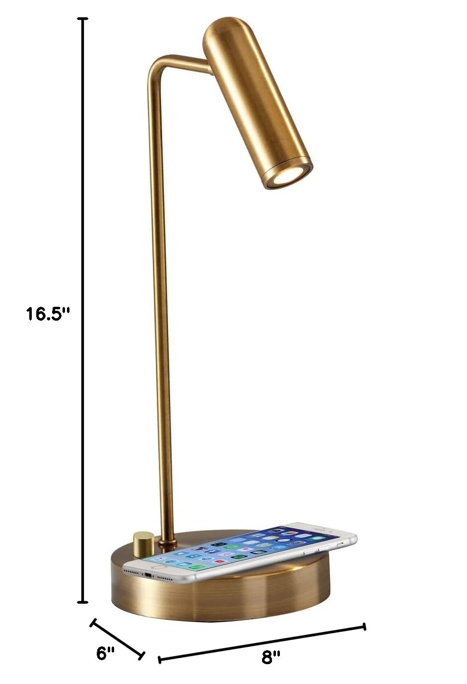 Adesso 3162-21 Kaye LED Desk Lamp with Wireless Charging - 7W Bright LED Light, 5W QI Wireless Charger & USB Port - Perfect for Home Office, Study, Bedroom Nightstand & Workspace Lighting