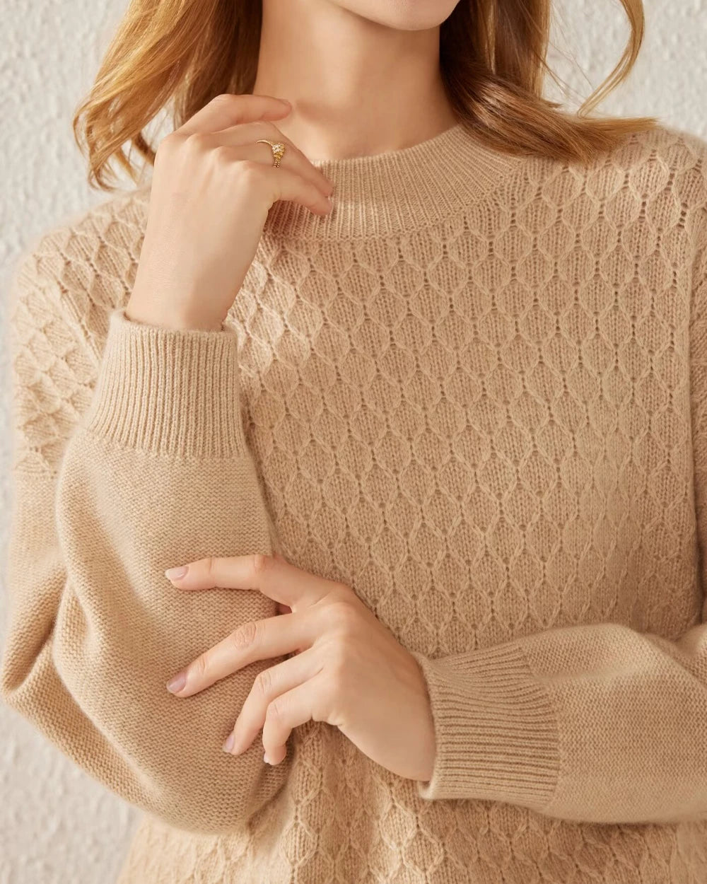 Luxury Textured Knit Cashmere Sweater for Women - Soft & Warm Winter Pullover - Perfect for Office, Travel & Casual Outfits