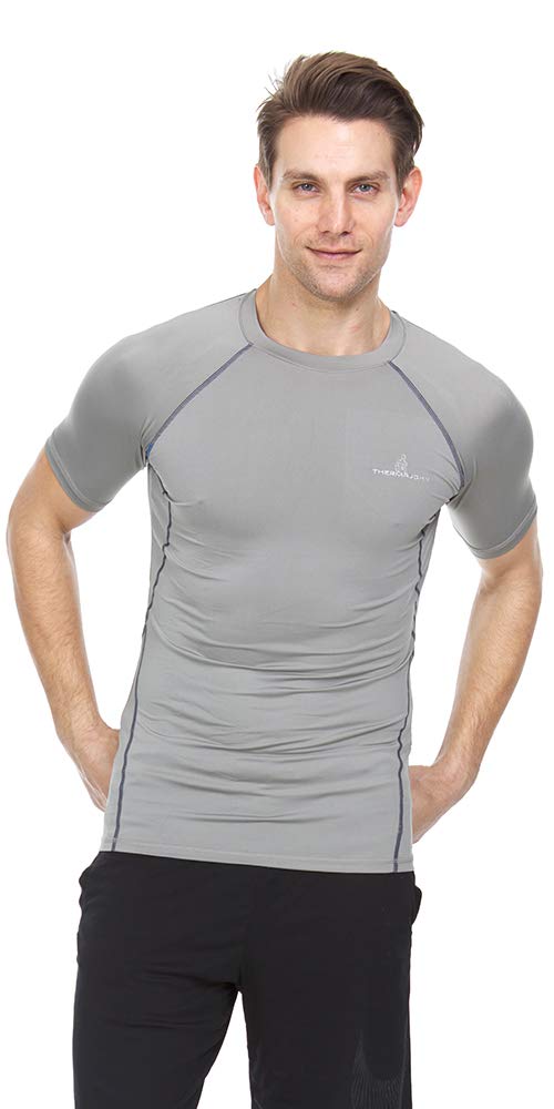 ThermoJohn Men's Short Sleeve Compression Shirt - Moisture Wicking Cool Dry Athletic Baselayer Top for Running, Gym Workouts & Sports - Perfect for Training, Jogging & Active Lifestyle
