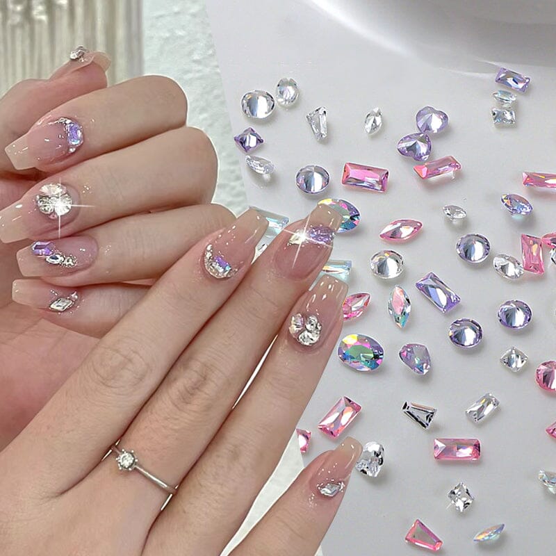 50pcs Zircon Nail Art Decorations - Sparkling Rhinestone Nail Gems for DIY Manicure, Acrylic Nails, and Salon Nail Designs