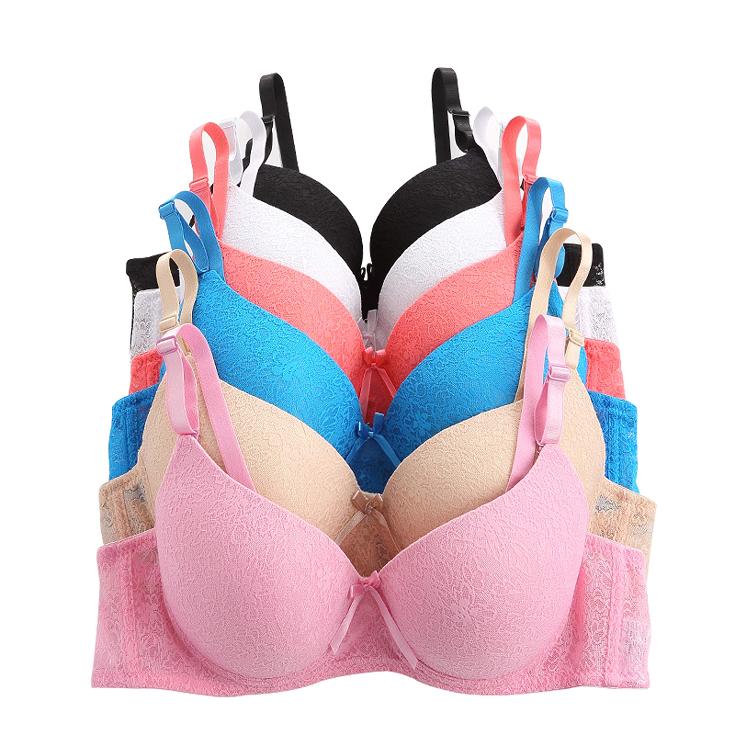 6 Pack Women's Basic Bras - Comfortable & Supportive for B, C, D, DD, DDD Cups | Everyday Wear, Workout, Lounge & Sleep