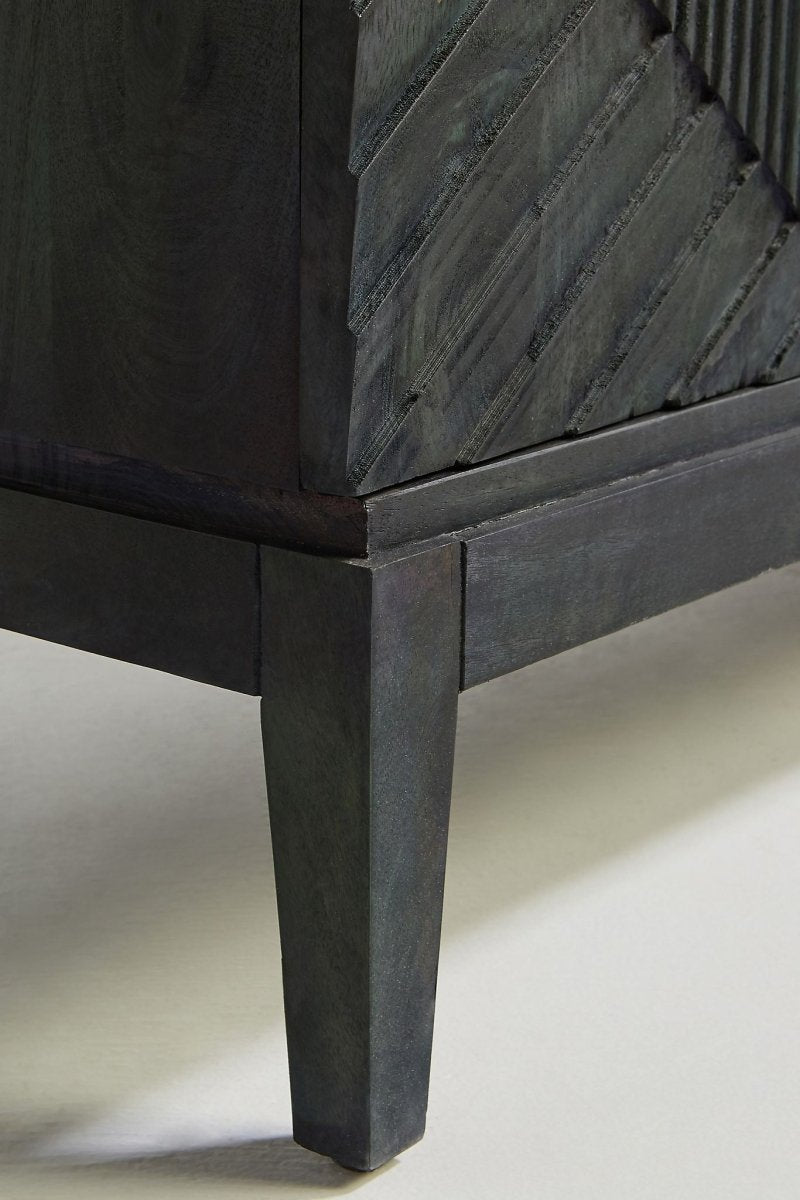 Hand Carved Samuel Buffet Table in Indigo Blue | Solid Wood Custom Made Sideboard for Dining Room | Perfect for Home Decor, Storage & Entertaining Guests