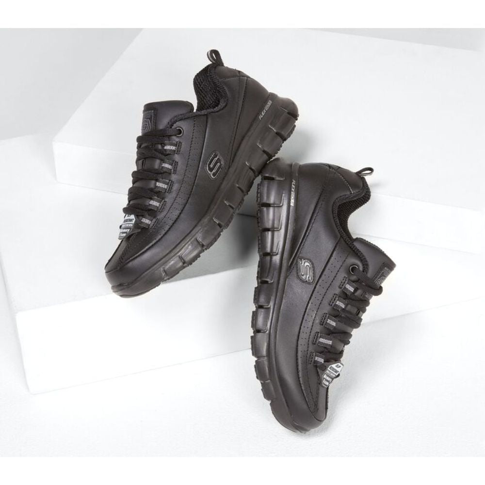 Skechers Trickel Women's Slip-Resistant Athletic Shoes - Black (Style 76550) | Comfortable Work Shoes for Nurses, Waitresses & Healthcare Professionals