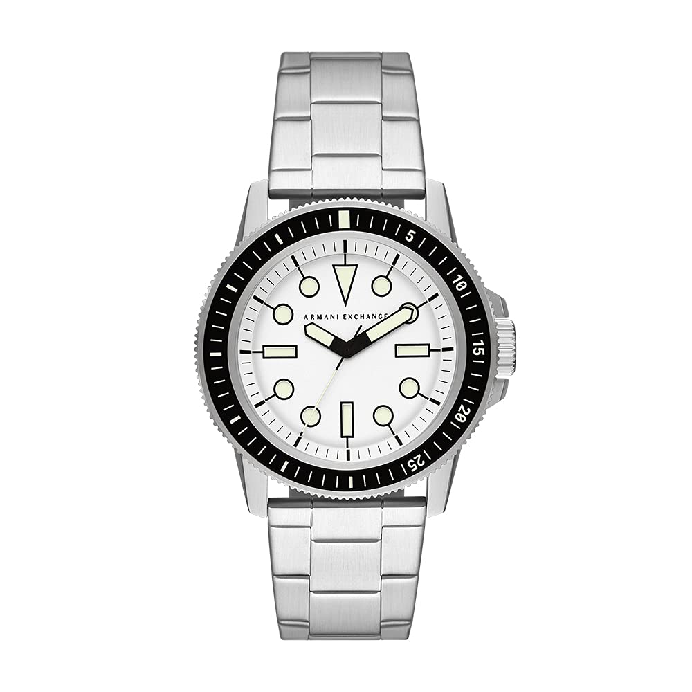 AX Armani Exchange Men's Silver Stainless Steel Quartz Watch AX1853 - Stylish & Durable for Business, Casual & Formal Occasions