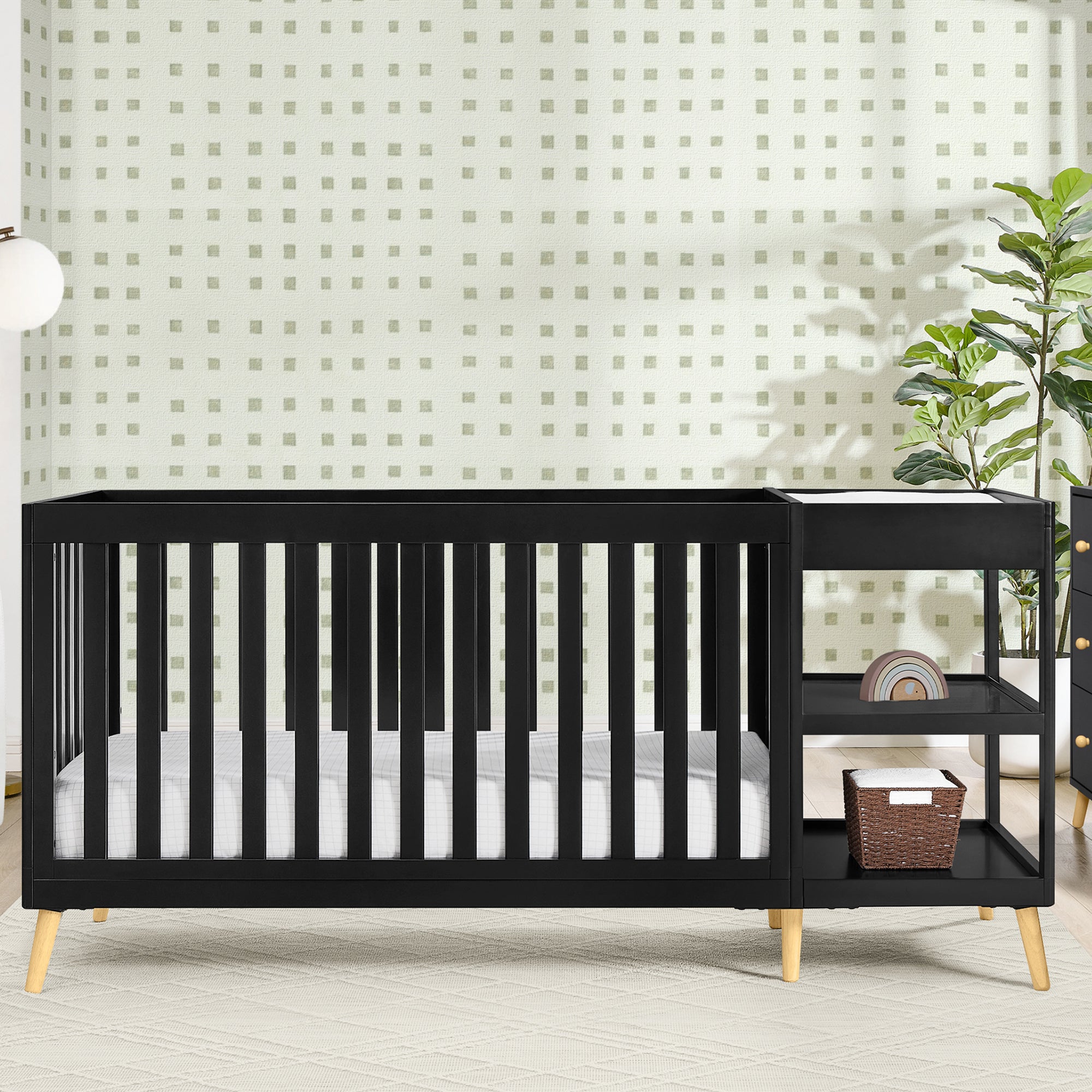 Essex 4-in-1 Convertible Baby Crib with Changer - White Nursery Furniture for Newborn to Toddler | Perfect for Bedroom, Daycare & Nursery Decor
