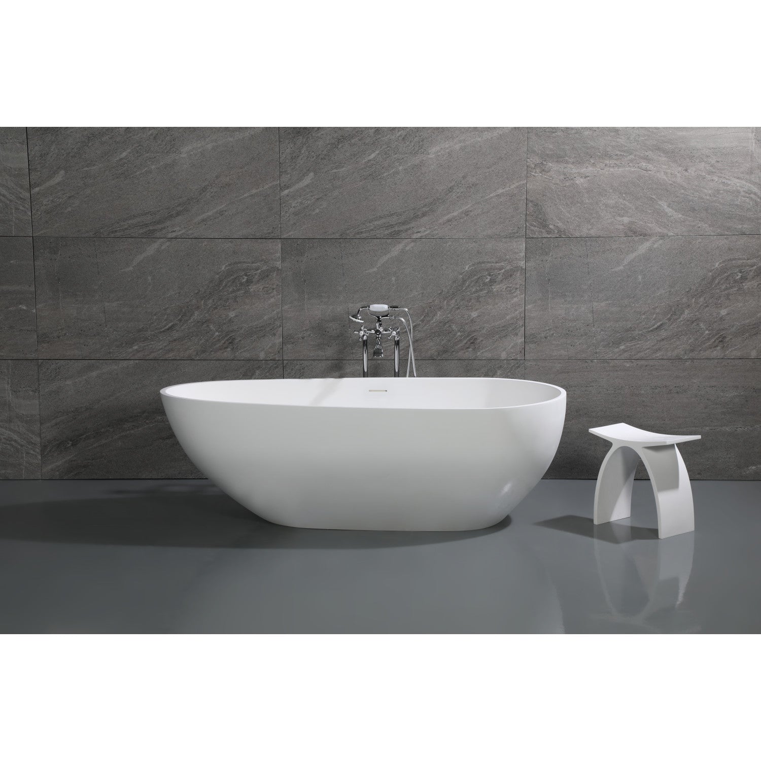 Arcticstone VRTOV713422 72-Inch Freestanding Acrylic Egg-Shaped Bathtub - Double Ended Soaking Tub with Drain - Glossy White & Matte White Finish - Perfect for Modern Bathrooms & Spa Retreats