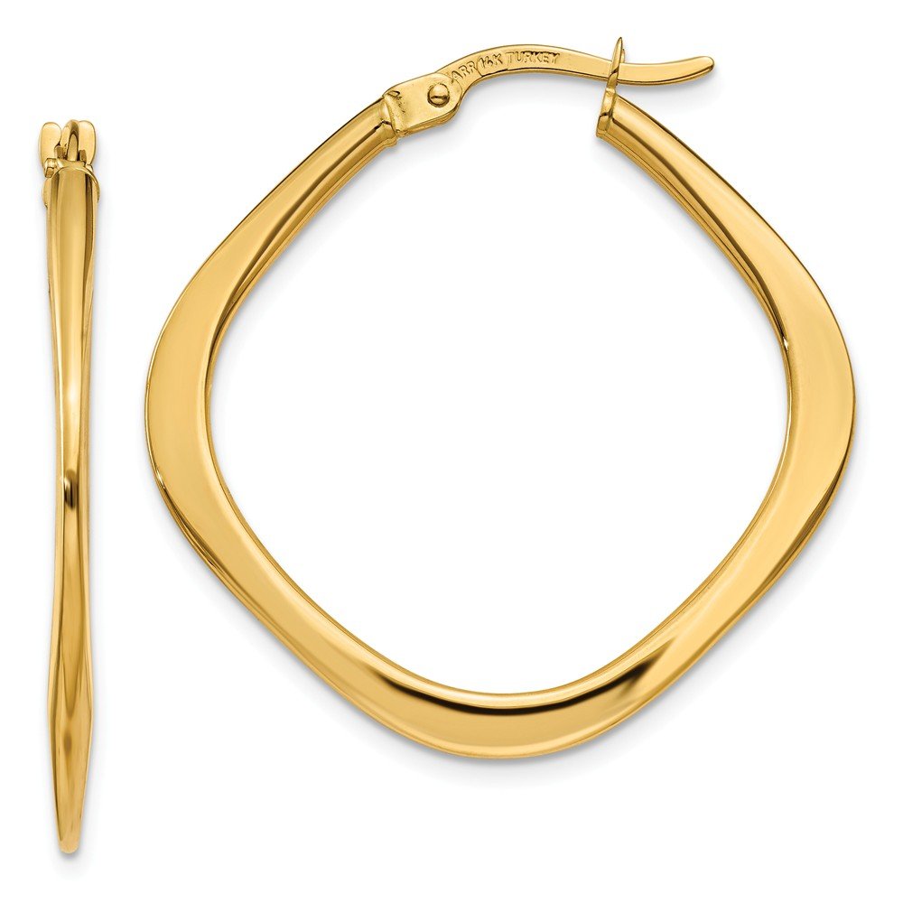 14K Yellow Gold Tapered Square Tube Hoop Earrings 30mm - Elegant Dainty Minimalist Jewelry for Women, Perfect for Everyday Wear, Date Night & Special Occasions
