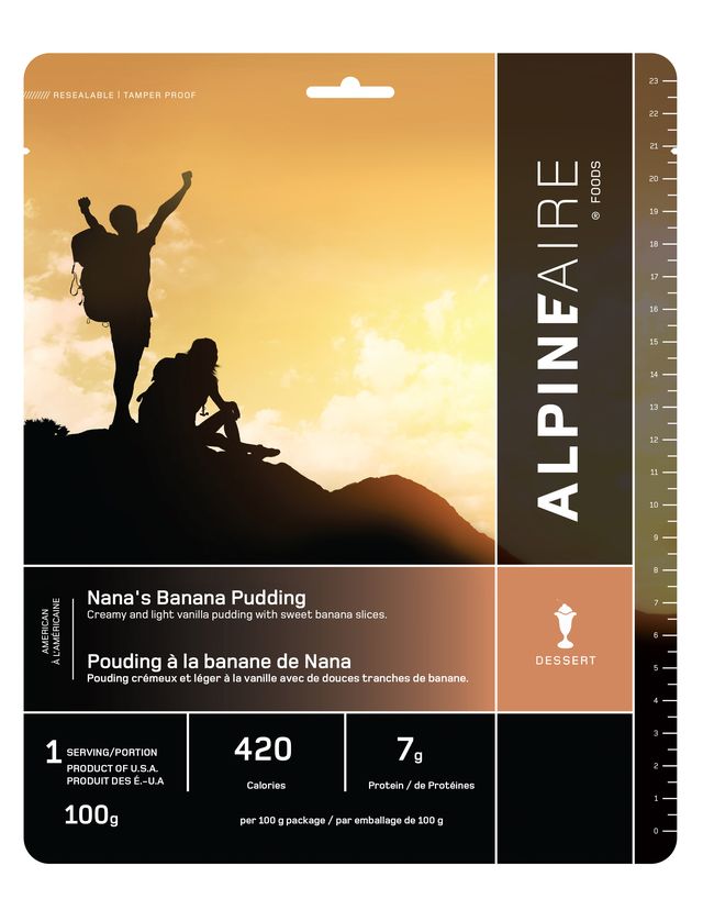 AlpineAire Nana's Banana Pudding - Delicious Dehydrated Banana Pudding Mix for Camping, Hiking & Emergency Food Storage - Easy to Prepare, Lightweight & Long Shelf Life