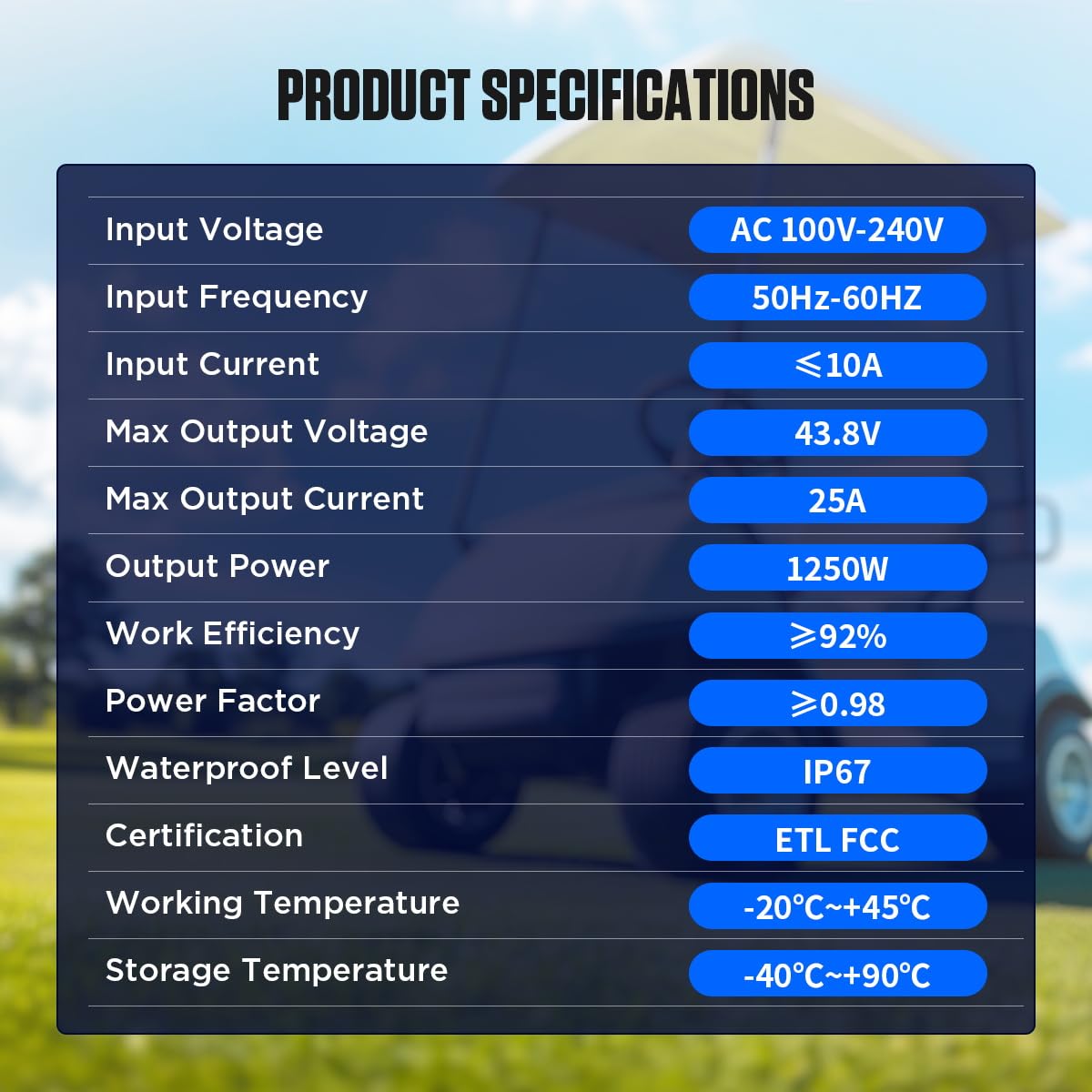 CMTOOL 36V 25A Lithium Battery Fast Charger for Golf Cart - IP67 Waterproof, 43.8V Smart Charger with Auto Shutoff - Perfect for Electric Golf Carts, Scooters & Outdoor Power Equipment
