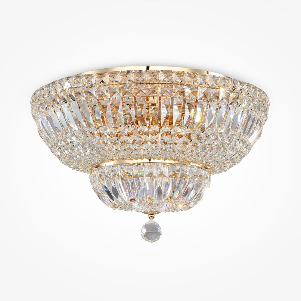Basfor Crystal Ceiling Light Fixture - 16/12 LED Chandelier with Modern Design for Living Room, Bedroom & Dining Room - Energy Efficient Lighting Solution for Home Decor