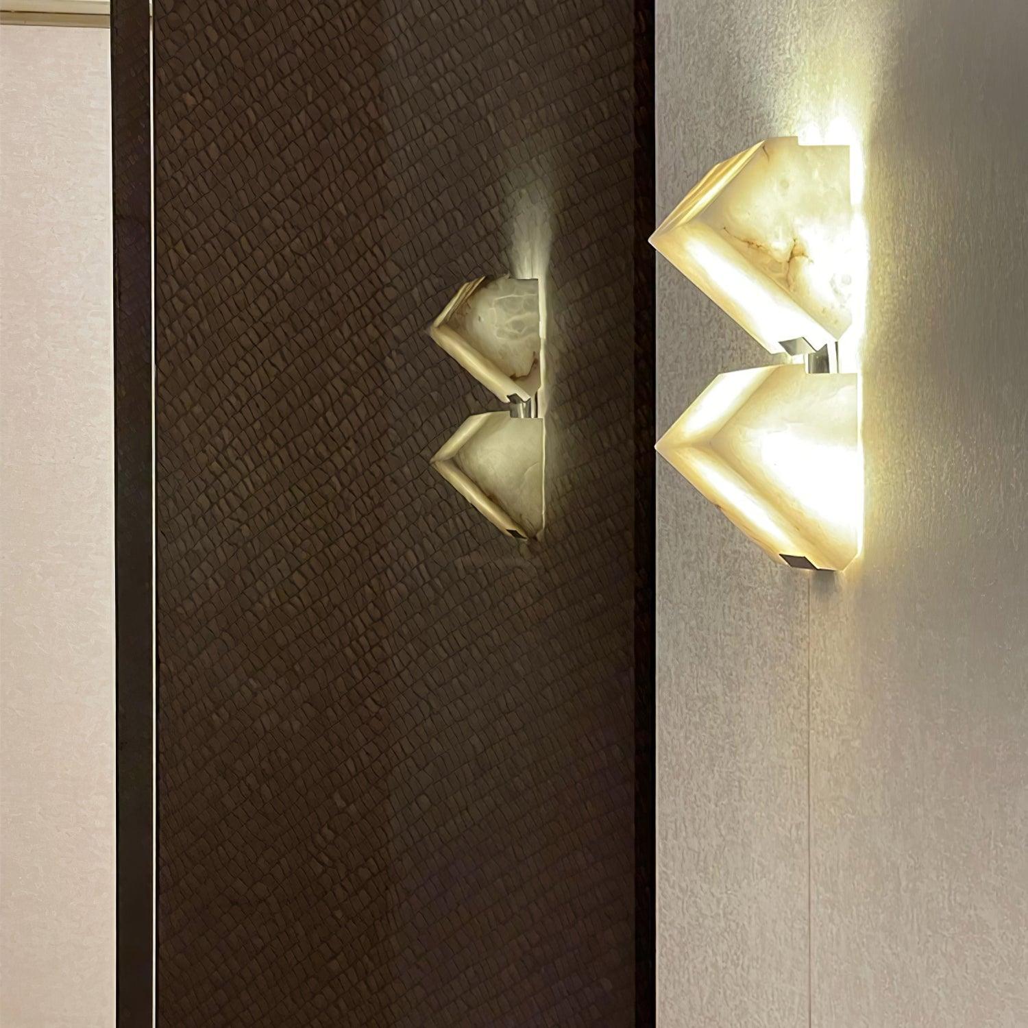 Alabaster Plug-in Wall Lamp for Staircase - Elegant Lighting Fixture for Hallway, Bedroom, and Stairwell Decor