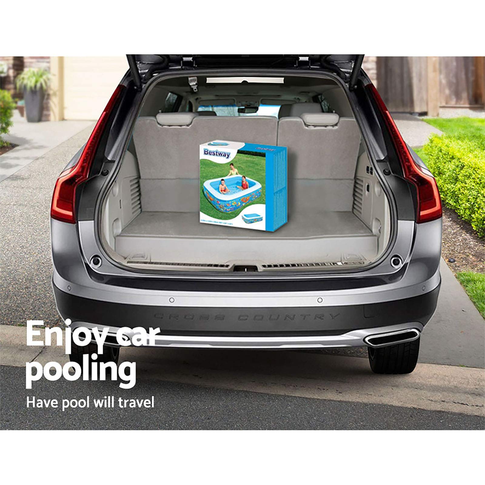 Bestway 54120-17 BW54120 Happy Flora Inflatable Family Pool - 702L Water Capacity Rectangular Swimming Pool for Backyard, Garden & Outdoor Fun
