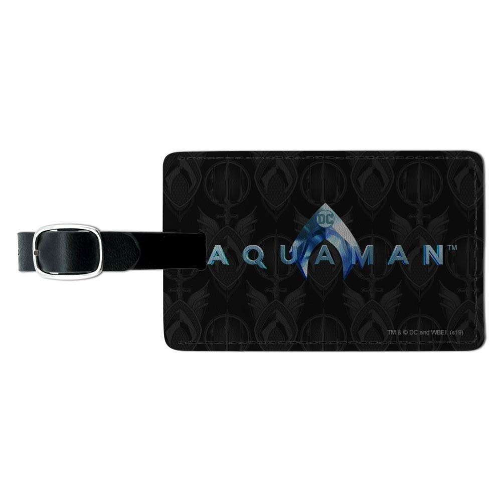Aquaman Movie Logo Rectangle Leather Luggage Tag - Durable Carry-On ID Tag for Suitcases, Backpacks & Travel Bags | Perfect for Superhero Fans & Travel Enthusiasts
