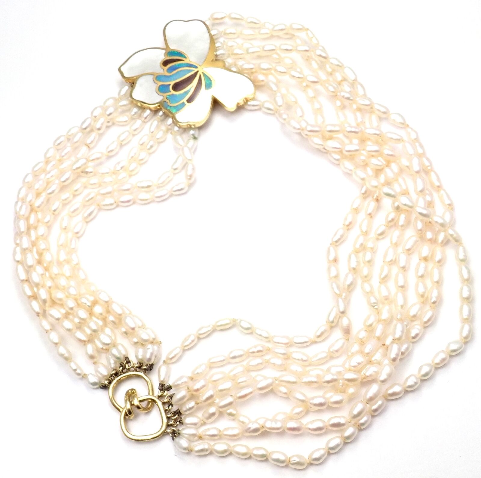 Authentic Tiffany & Co 18k Yellow Gold Mother of Pearl Flower Necklace - Elegant Jewelry Gift for Women, Perfect for Weddings & Special Occasions