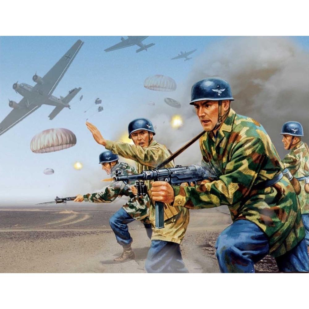 Airfix A02712V 1/32 Scale WWII German Paratroopers Model Kit - Perfect for Military History Enthusiasts & Diorama Building