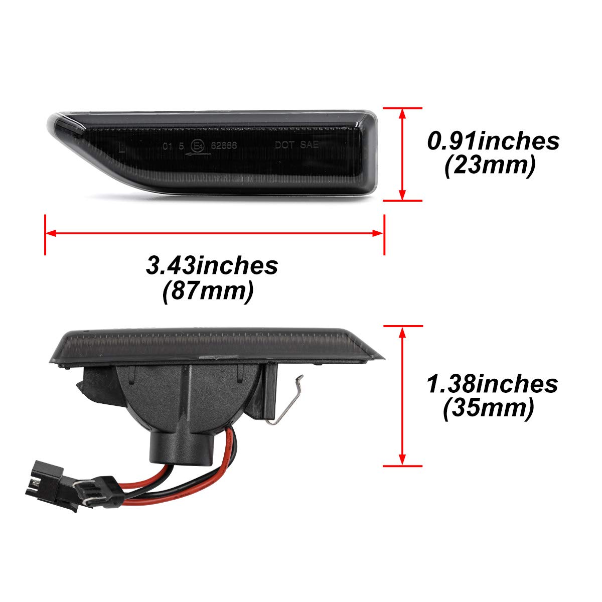 Smoked Lens Amber LED Side Marker Lamps for 2017-2021 MINI Countryman F60 - LED Turn Signal Lights Kit with SMD Technology & 2 Canbus Decoders - Perfect for Night Driving and Enhanced Vehicle Visibility
