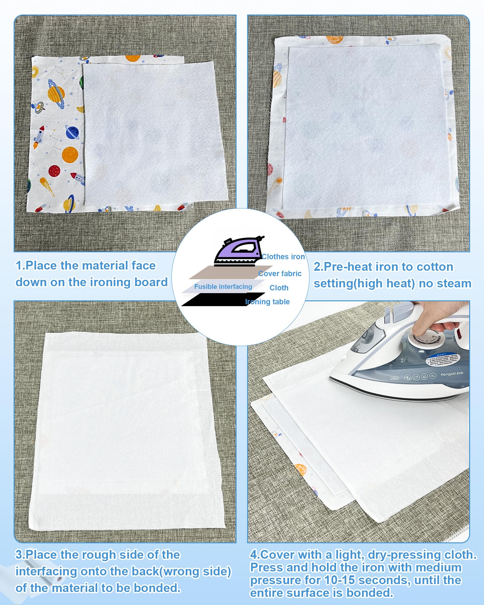 PLANTIONAL Iron-On Fusible Fleece Interfacing - 16.5