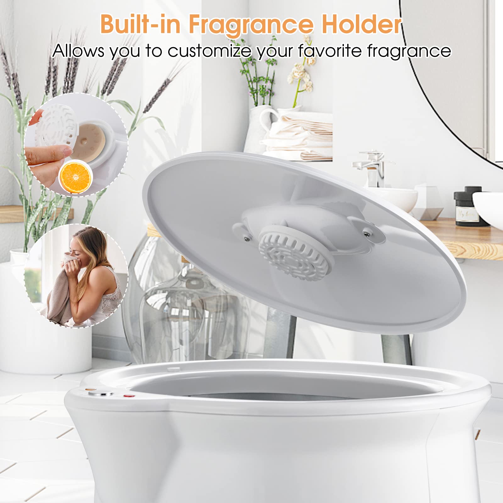 Tangkula 20L Luxury Electric Towel Warmer Bucket with Fragrance Holder - Removable Lid, One-Button Control & Auto Shut Off - Heats 2 Large 40