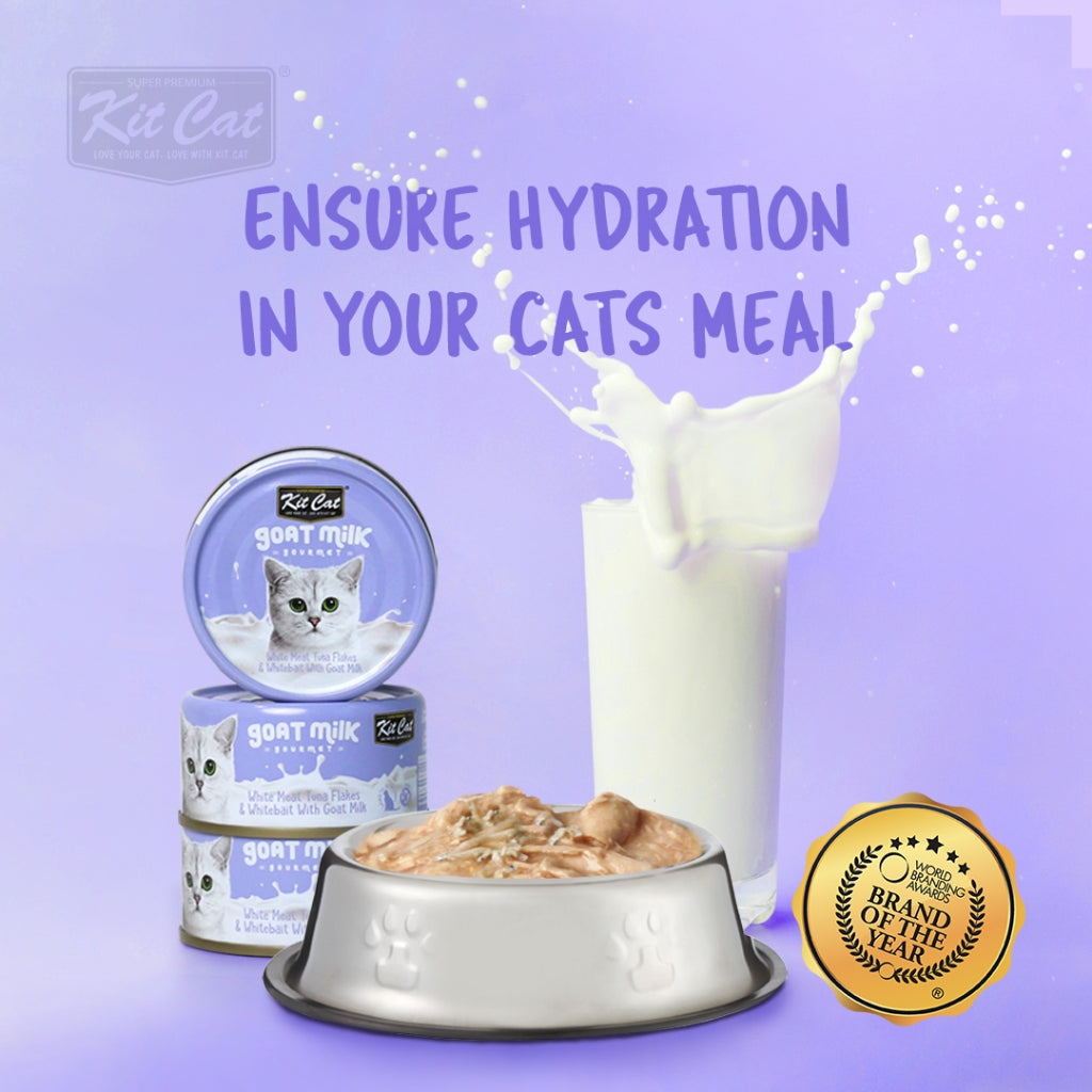 Premium Kit Cat Goat Milk Gourmet Wet Cat Food - 70g Can (12 Delicious Flavors) | High-Protein Meal for Adult & Senior Cats | Indoor & Outdoor Feline Nutrition