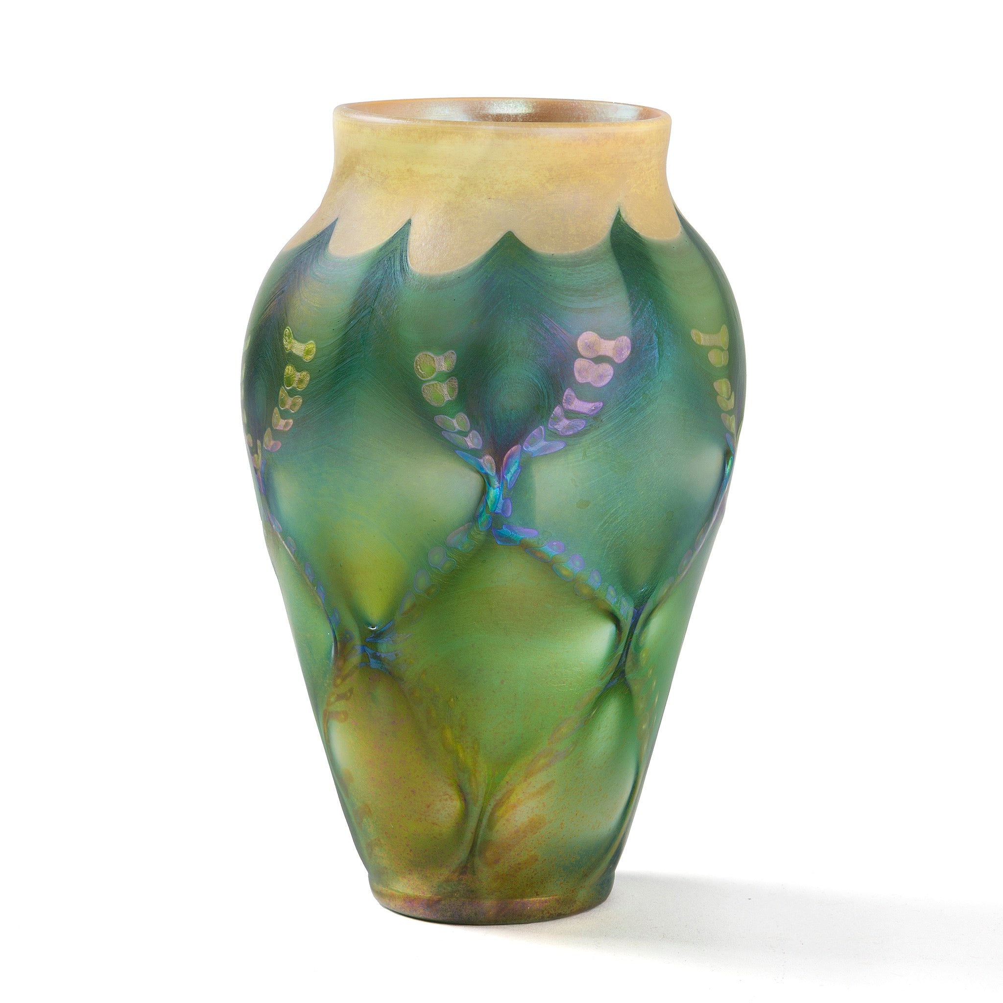 Tiffany Studios New York Favrile Glass Vase - Handcrafted Art Nouveau Decor for Home & Office - Perfect for Floral Arrangements, Centerpieces & Luxury Gifts