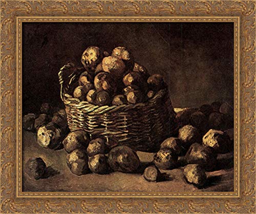 Vincent van Gogh Basket of Potatoes 24x20 Gold Ornate Wood Framed Canvas Art - Perfect for Living Room, Bedroom & Office Wall Decor