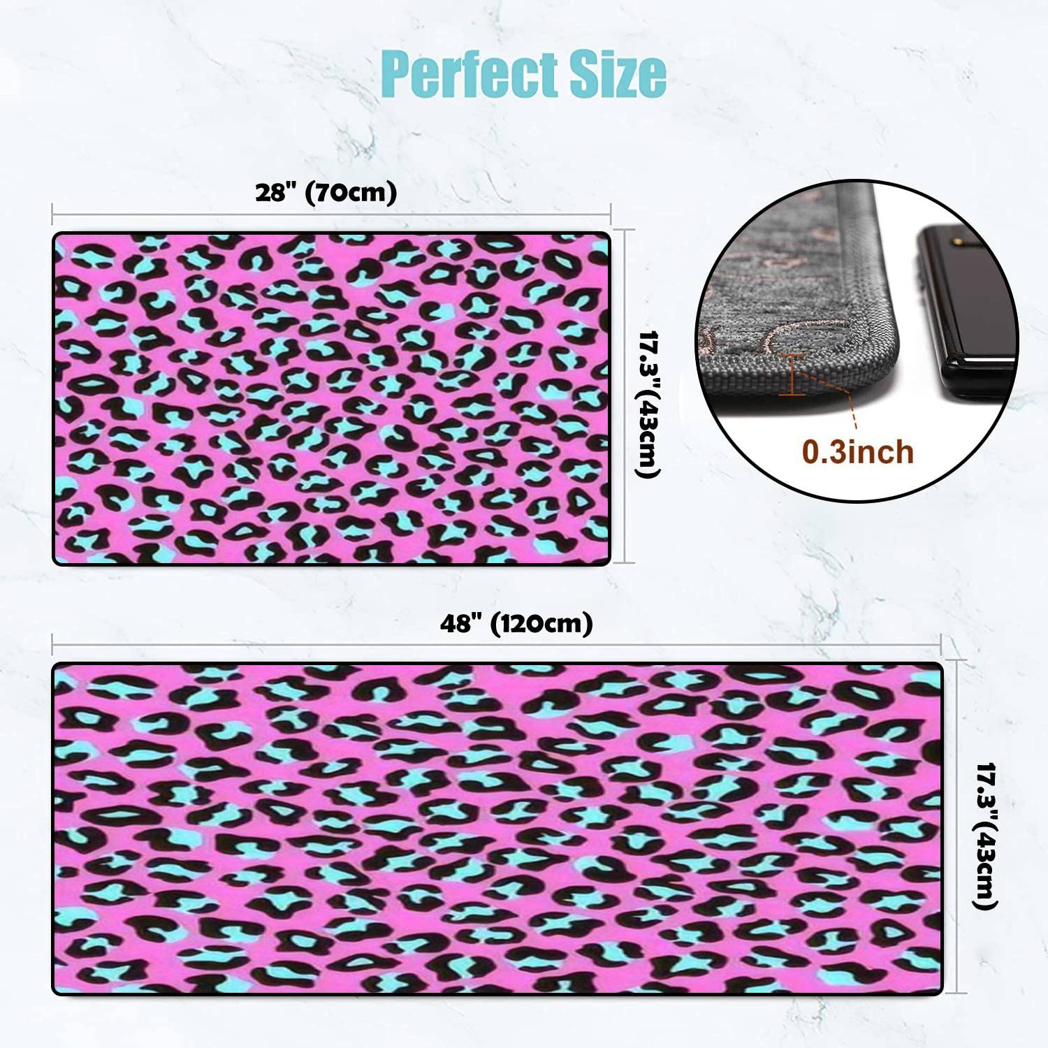 Leopard Print Non-Slip Kitchen Rugs Set - Washable Floor Mat for Kitchen & Bathroom Decor