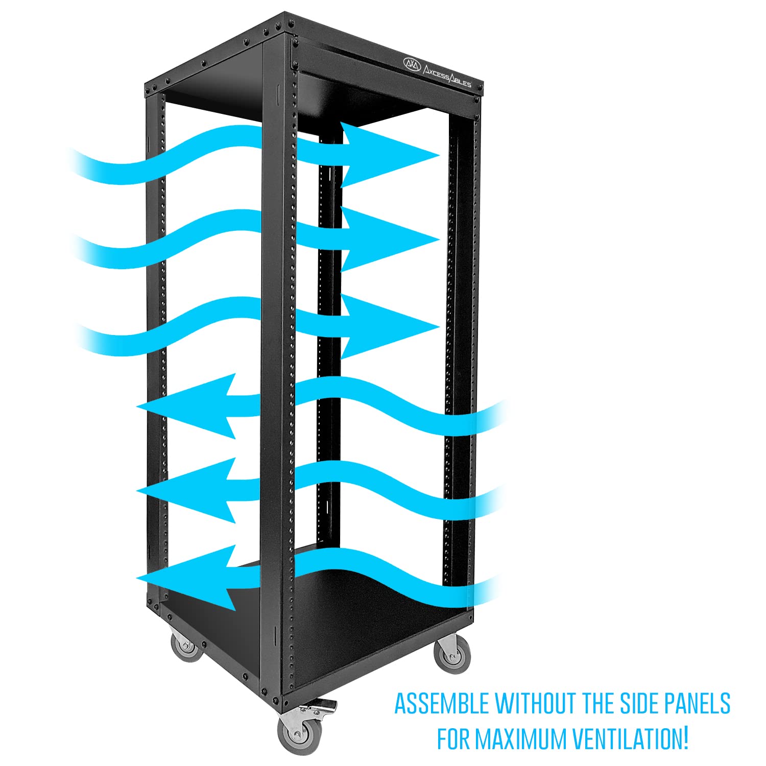 AxcessAbles RK 22U 22U Server Rack Cabinet with Casters - Compatible with US 5mm & EU 6mm Rack Standards - Heavy Duty Network Server Rack for Data Center, Home Theater, DJ Equipment, AV Gear & Computer Electronics