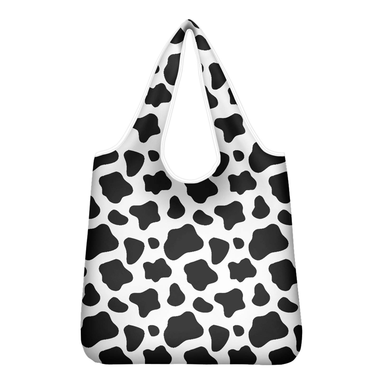 Belidome Cow Print Reusable Grocery Bags - Eco-Friendly Foldable Shopping Tote for Heavy Duty Use | Perfect for Farmers Markets, Grocery Shopping & Beach Trips