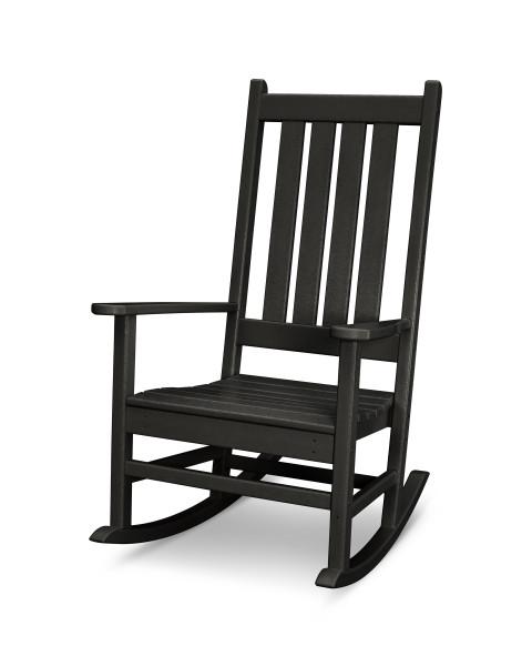 Polywood Black Vineyard Porch Rocking Chair - Durable Outdoor Rocker for Patio, Garden & Deck - All-Weather Resistant Adirondack Style Rocking Chair