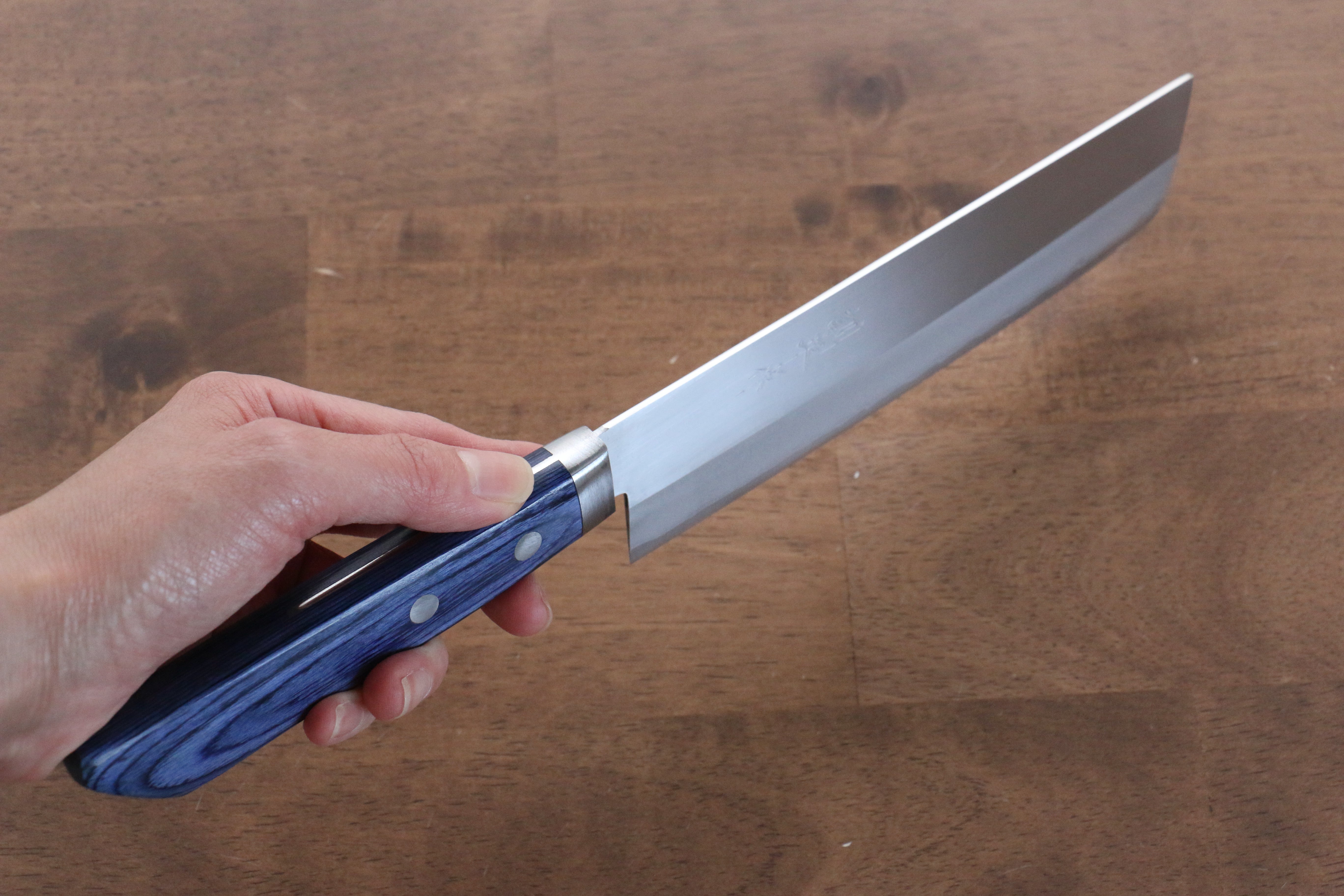 Premium Kunihira VG1 Migaki Finished Usuba Knife 165mm - Japanese Blue Pakka Wood Handle - Ideal for Sushi, Vegetables & Precision Cutting