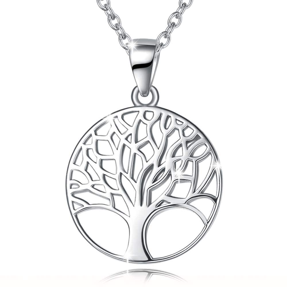 AGVANA Sterling Silver Tree of Life Necklace, Bracelet & Earrings Set - Elegant Jewelry Gift for Women & Girls - Perfect for Birthdays, Anniversaries & Spiritual Occasions