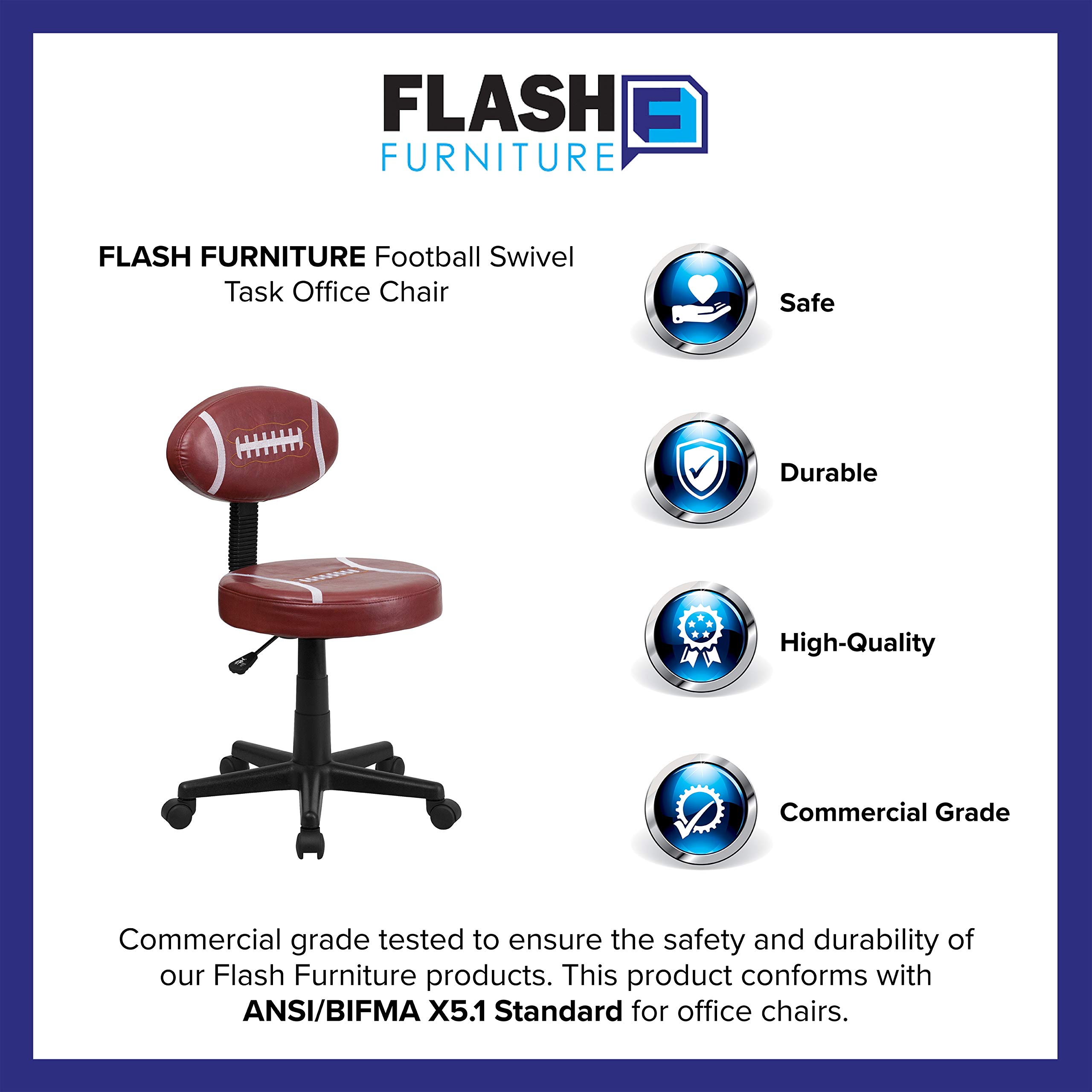 Flash Furniture Preston Brown Leather Swivel Task Office Chair - Ergonomic Desk Chair for Home & Office Workspaces, Gaming, and Study Sessions