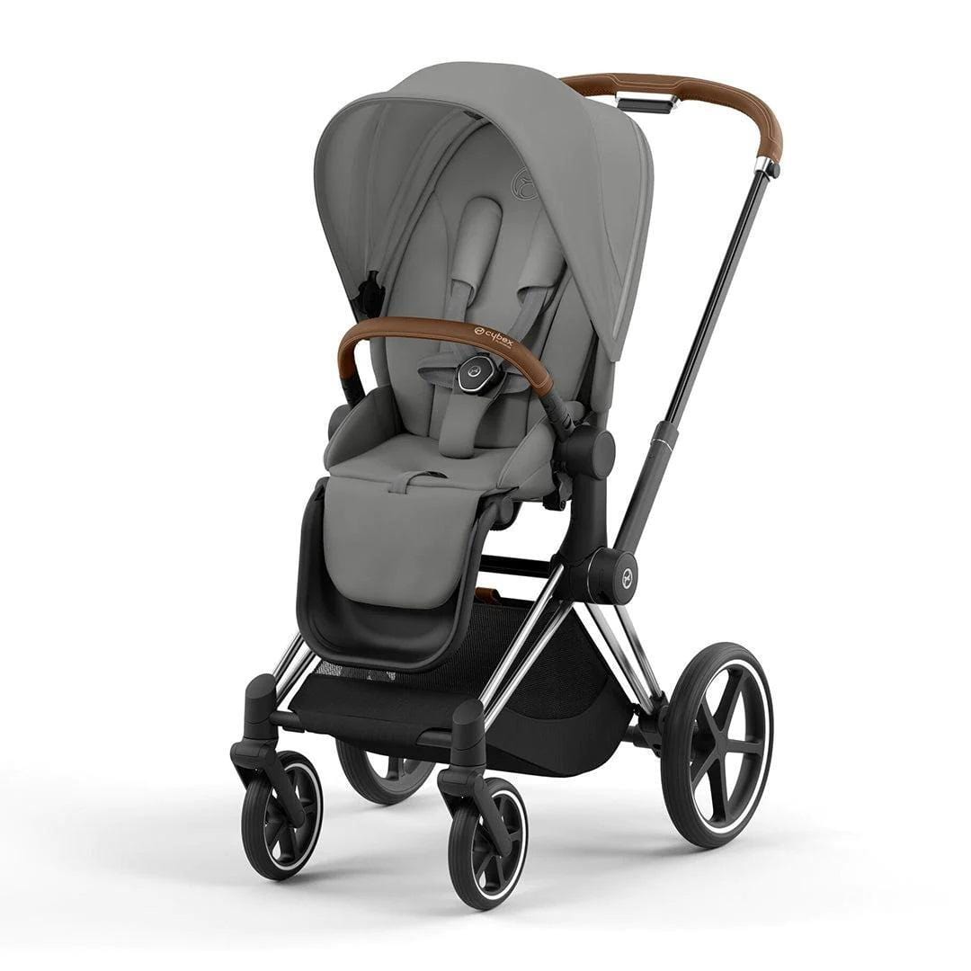 Cybex Priam 4 Complete Stroller - Chrome/Brown Luxury Baby Stroller with All-Wheel Suspension | Perfect for City Walks, Travel & Everyday Use