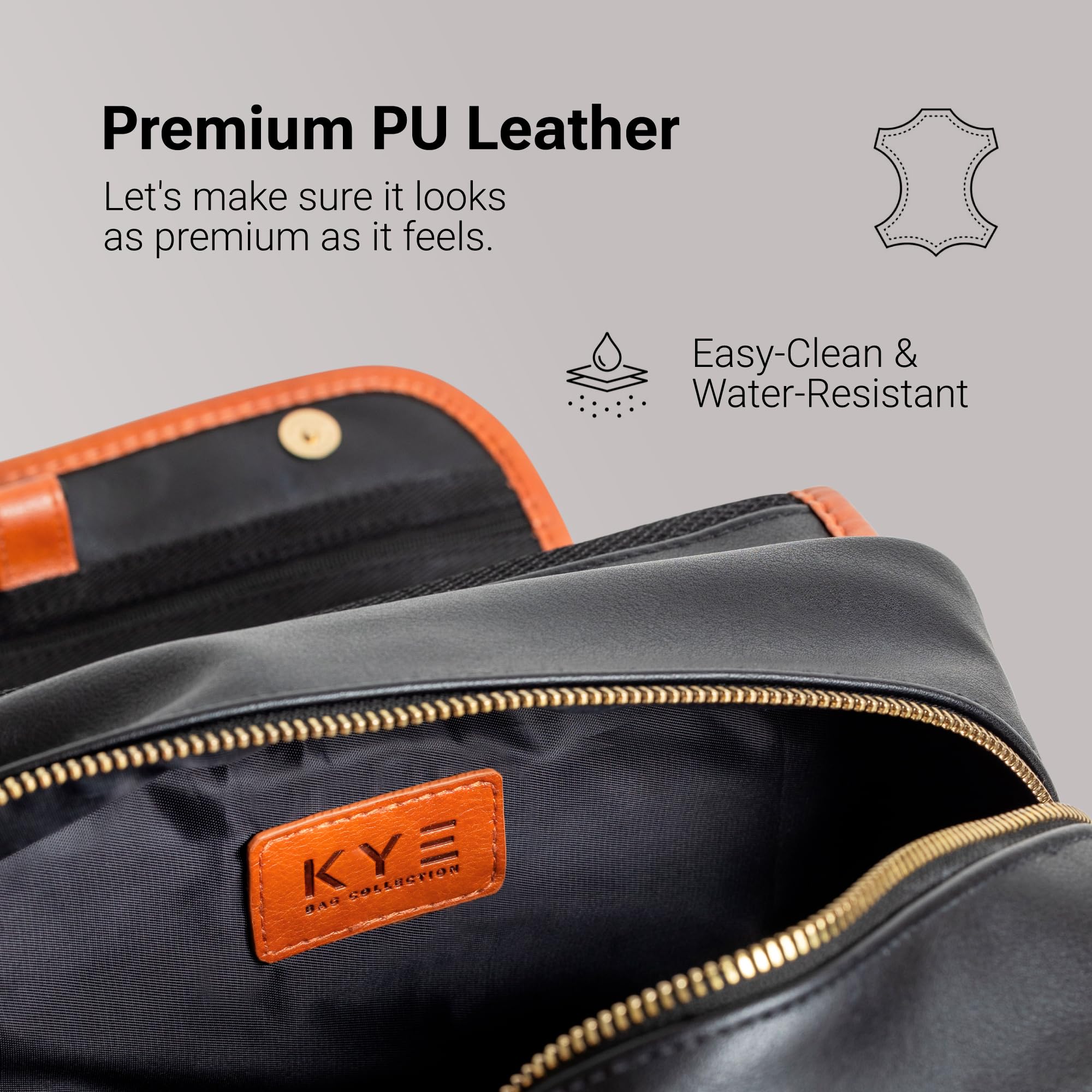 Premium Leather Travel Toiletry Bag for Men & Women - Waterproof Hanging Dopp Kit with Removable Cover & Hook - Perfect Makeup Organizer for Cosmetics, Shaving, Toiletries - Ideal for Business Trips, Camping, Gym & Vacation Essentials