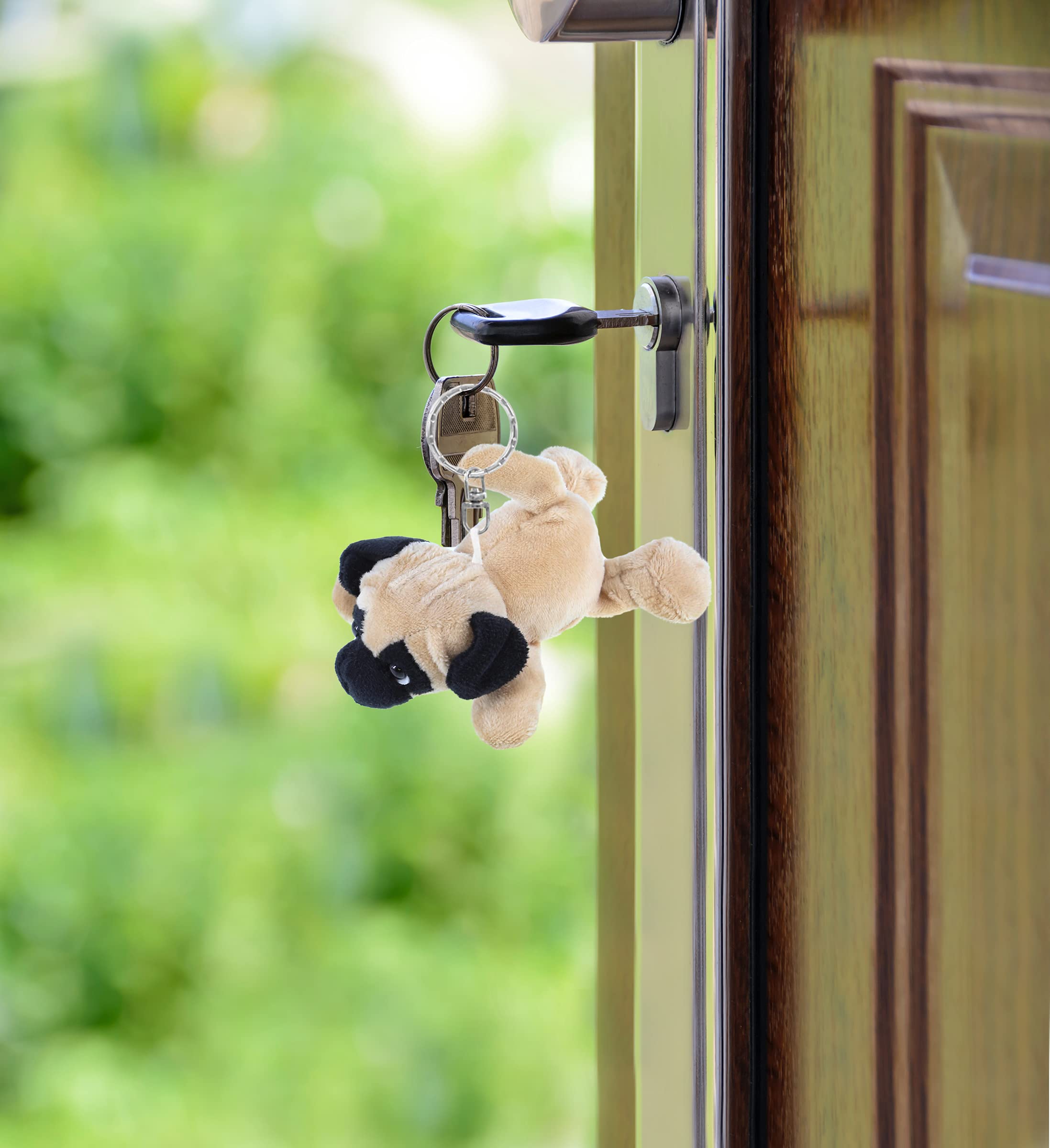 DolliBu Soft Brown Pug Dog Plush Keychain - 4.25 Inch Cute Stuffed Animal Toy & Decorative Keyring Accessory | Perfect for Backpacks, Gifts, Pet Lovers & Kawaii Decor