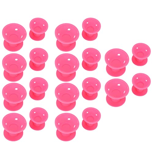 20Pcs Silicone Hair Rollers Set - Mushroom Shaped Hair Curlers for Curly & Wavy Hairstyles | Rose Red | Salon Quality Styling Tools for Home & Professional Use