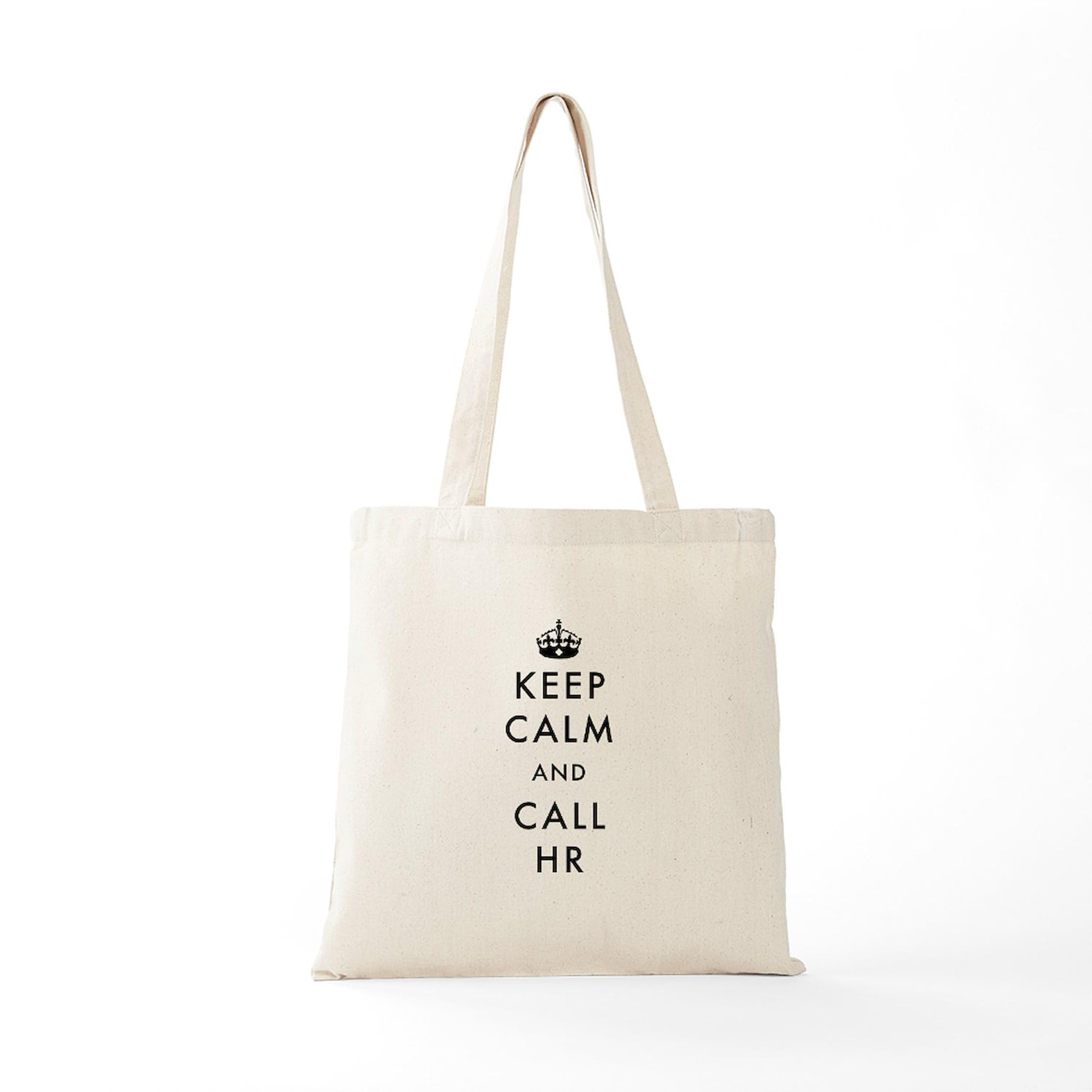 Keep Calm And Call HR Tote Bag - Natural Canvas Reusable Shopping Bag for Work, Office & Groceries | Eco-Friendly Cotton Tote with HR Humor