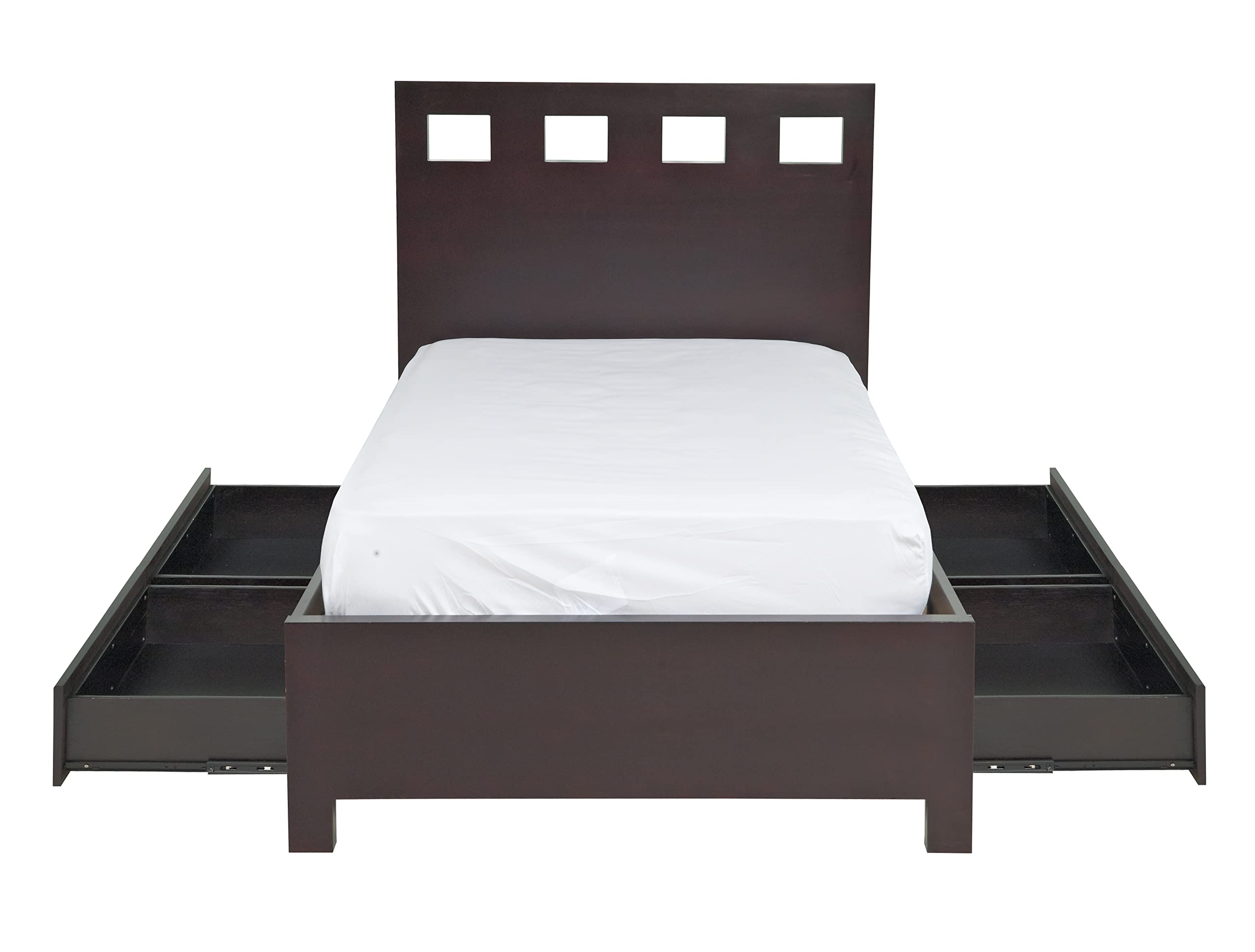 Modus Furniture Solid Wood 2-Side Storage Bed Frame, Full Size, Riva Espresso Finish - Space Saving Bedroom Furniture for Small Rooms & Guest Rooms