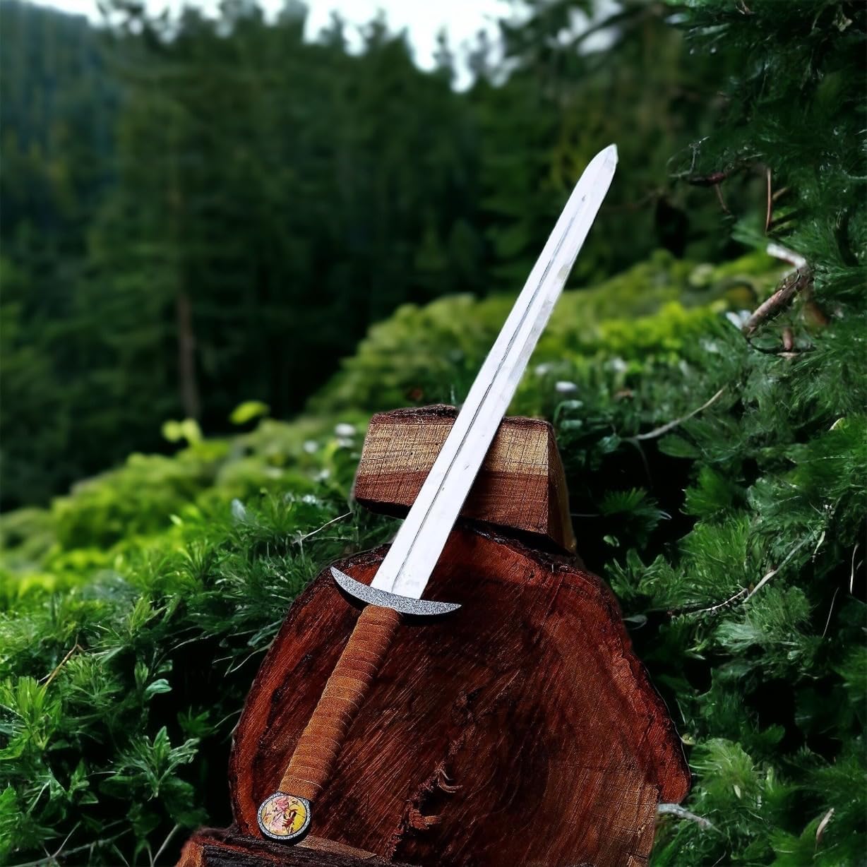 Uhtred's Serpent-Breath Viking Sword with Leather Scabbard | Functional Carbon Steel Battle-Ready Sword | Historical Replica, Warrior Weapon, Medieval Collectible | Perfect for Cosplay, LARP, Display & Viking Gifts for Men