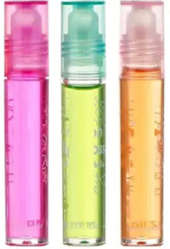Hydrating Roll-on Fruit Lip Oil Balm - Transparent Moisturizing Lip Oil & Plumper for Dry Lips | Perfect for Daily Hydration, Night Care & Makeup Prep