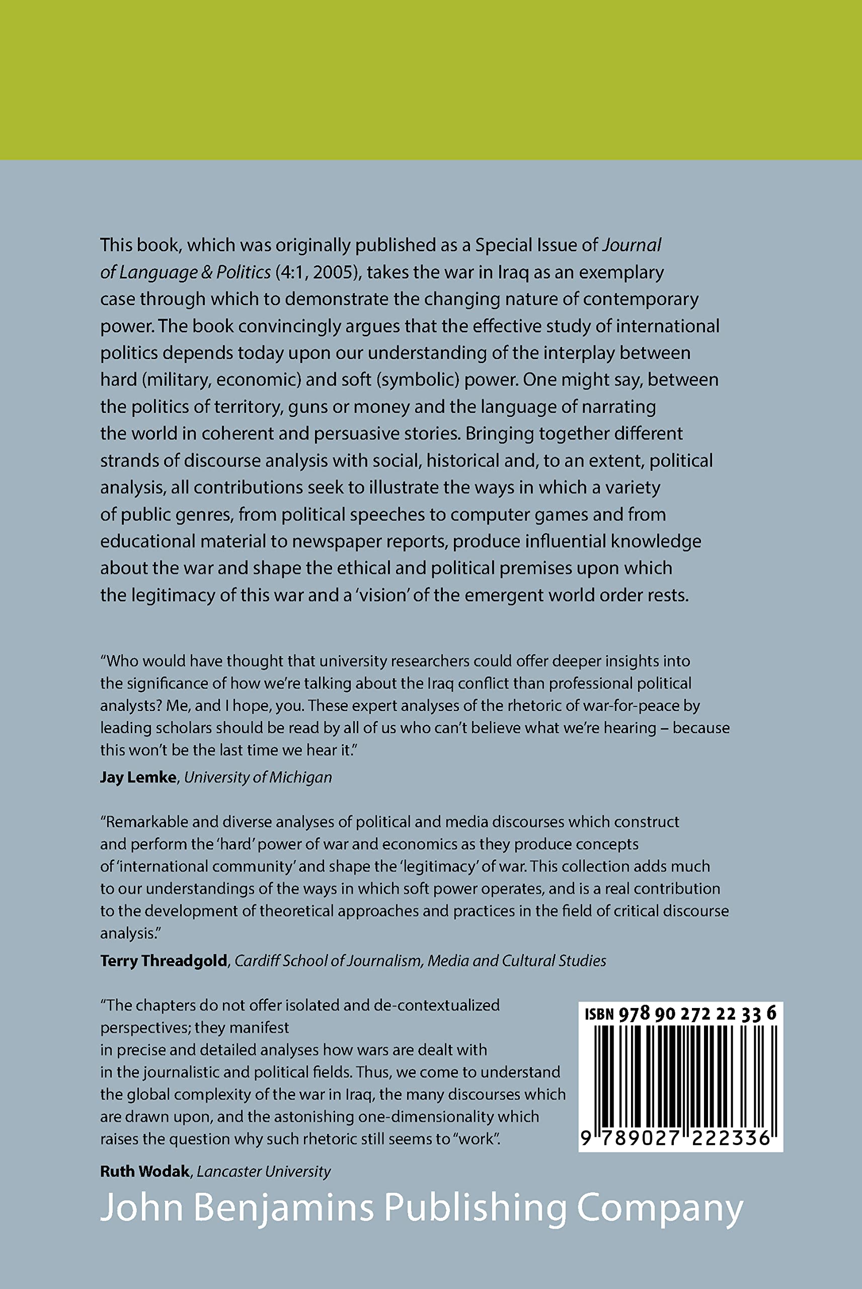 The Soft Power of War (Benjamin's Current Topics) - Political Strategy & International Relations Book for Scholars & Researchers