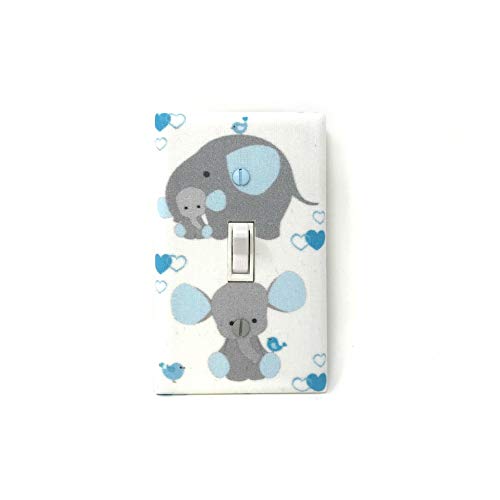 Elephant Light Switch Cover - Nursery Decor for Baby Boys - Light Blue Gray - Perfect for Kids' Rooms & Playrooms