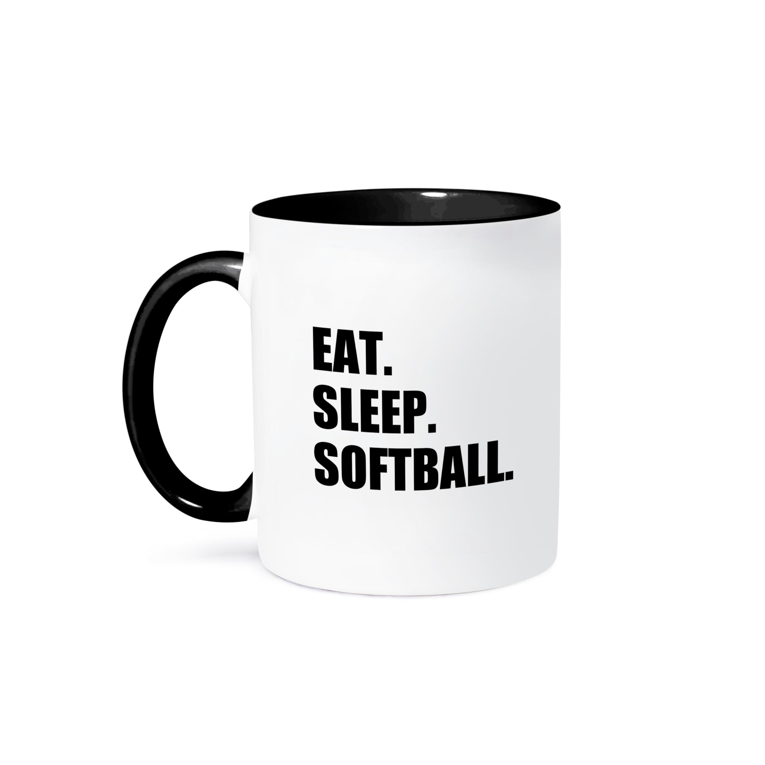 3D Rose Eat Sleep Softball Mug - 11 oz Black Two Tone Coffee Cup for Softball Players & Team Sport Enthusiasts - Perfect Gift for Athletes, Coaches & Fans - Great for Game Days, Practices & Team Events