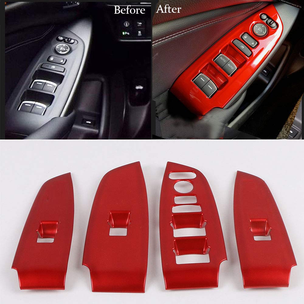 ABS Engineering Plastic Car Door Lock Panel Cover Trim Accessories for Honda 10th Gen Accord 2018-2020 - Red | Window Lift Control Switch & Armrest Upgrade | Perfect for DIY Repair & Interior Customization