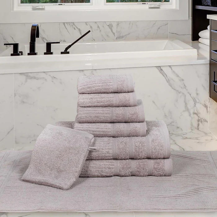 Premium Egyptian Cotton 8-Piece Bath Towel Set with Plush Bath Mat & Wash Gloves - Ultra Soft & Absorbent for Spa, Hotel & Luxury Home Bathroom Experience